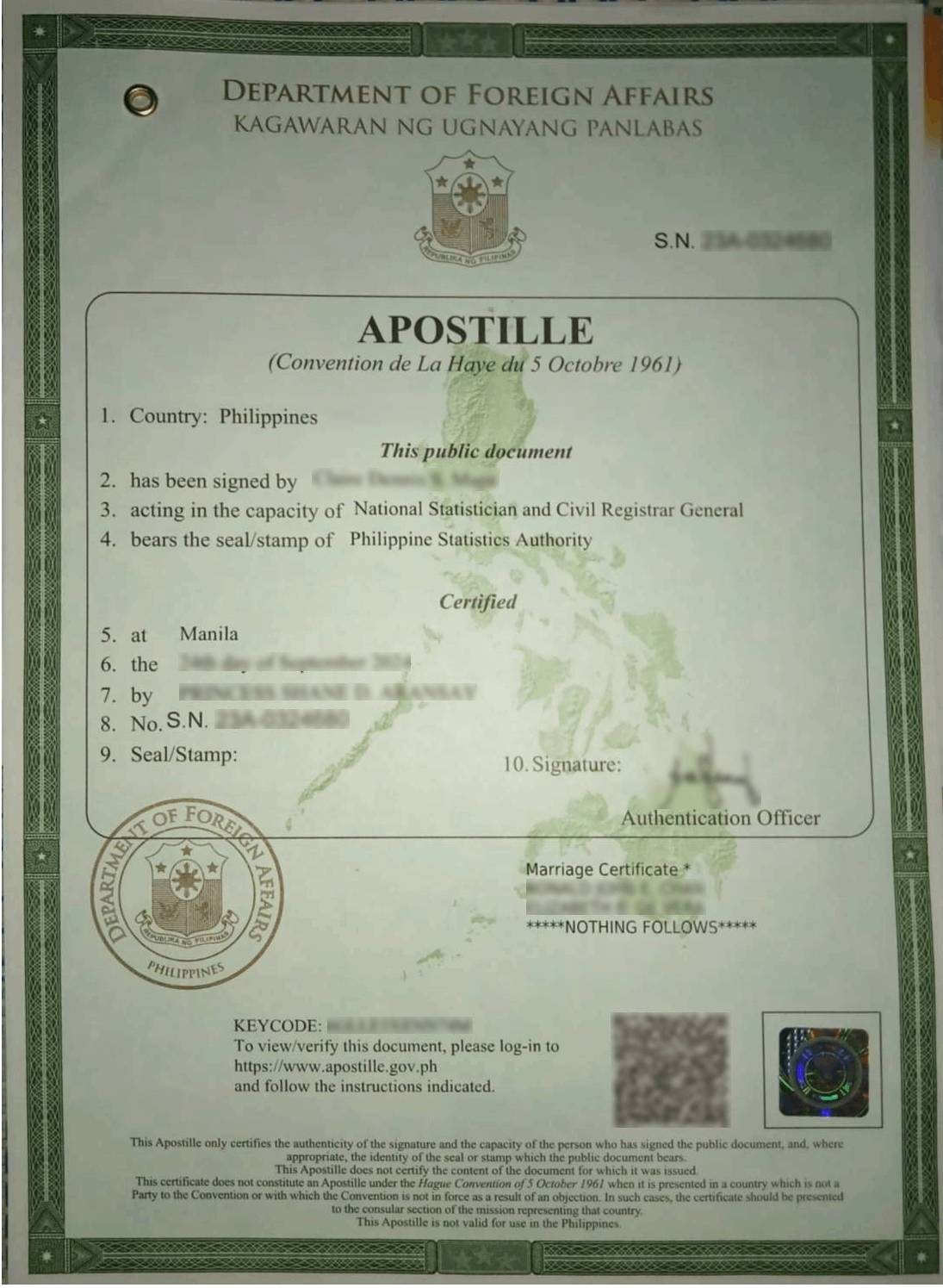 Apostille Sample